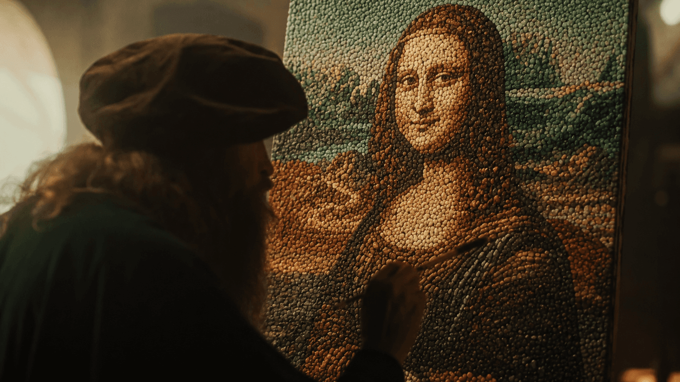 Mona Lisa Scream Girl With a Pearl Earring recreated in dog kibble AKC Museum of the Dog New York City 2026
