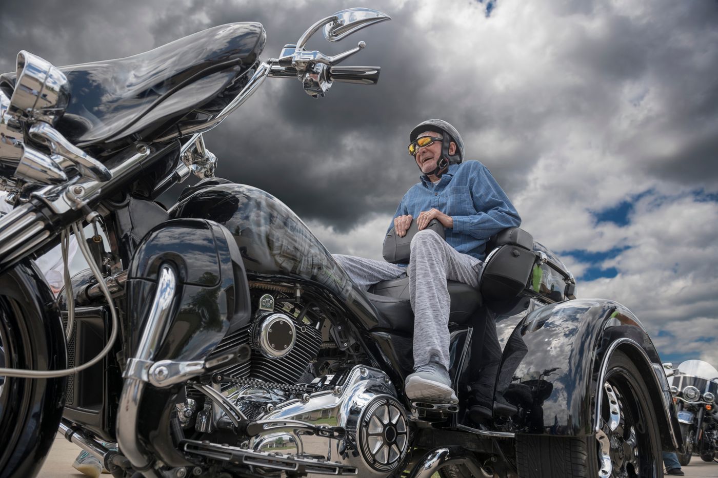 Elder on Motorcycle