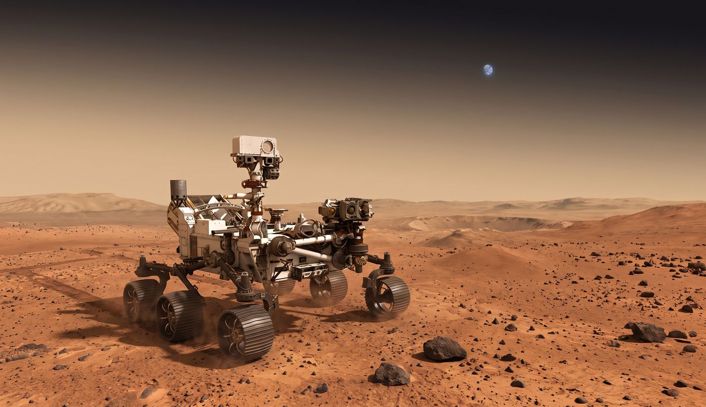 Perseverance Rover Mars Surface Tracks