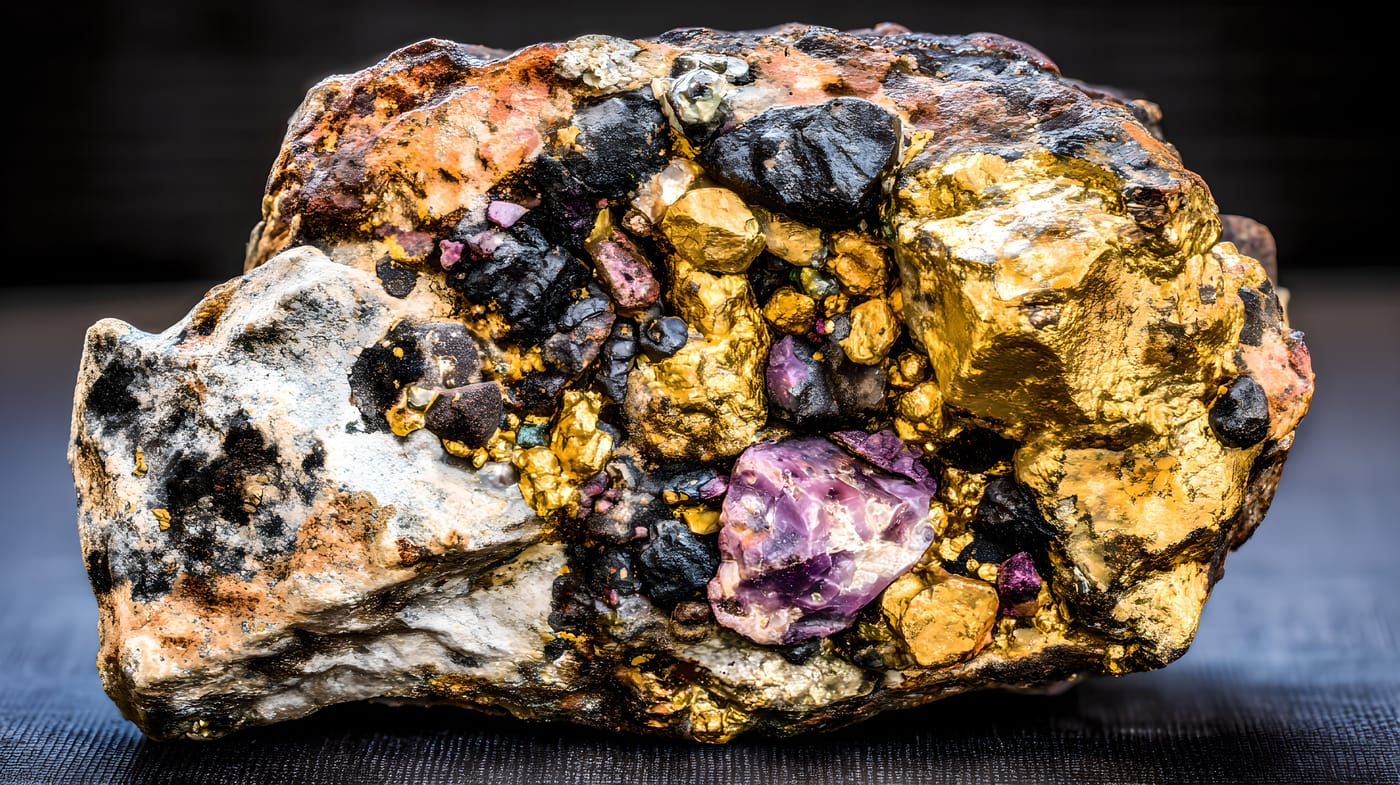 Rare earth element rich igneous rock sample under microscope from the University of Cambridge Nature Geoscience study creating a global treasure map of rare earth deposits