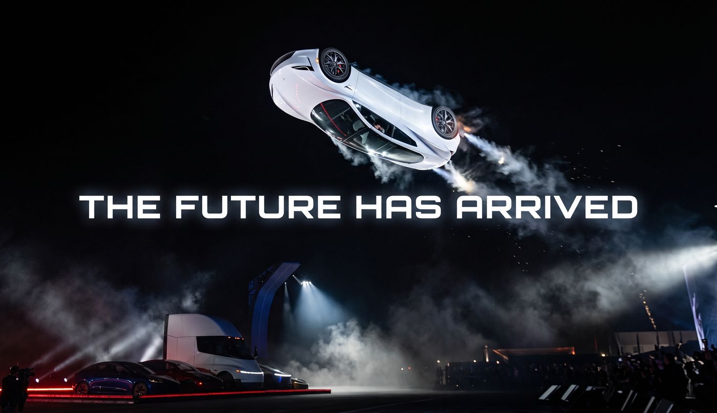 Tesla Roadster flying kickflip SpaceX thrusters