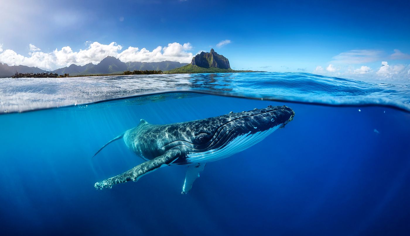 Whale below ocean surface