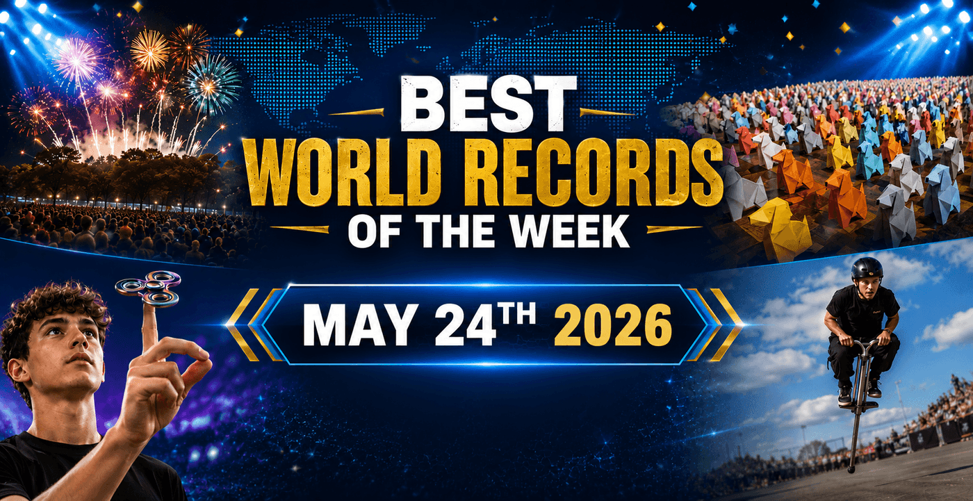 Guinness World Records weekly roundup May 21 2026 slinky pogo stick fireworks origami