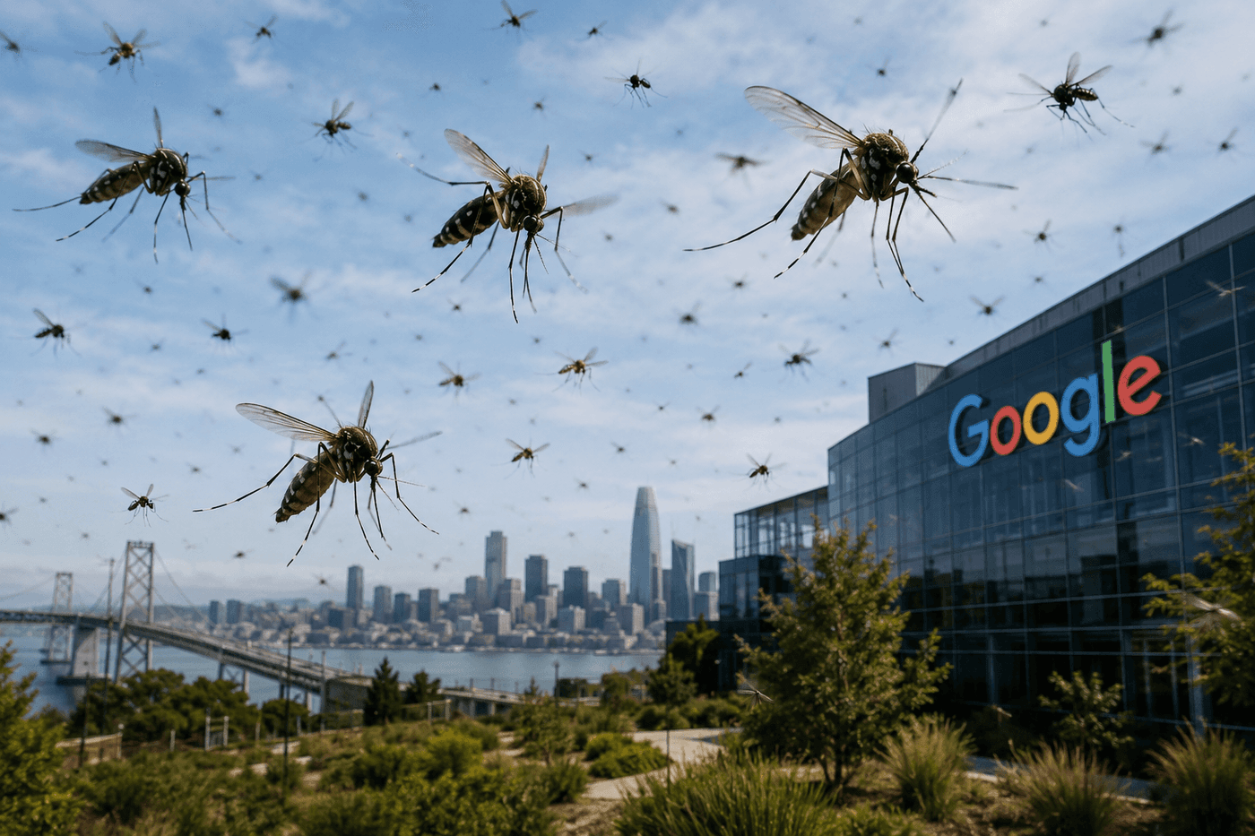 Aedes aegypti mosquito on skin representing Google Verily Debug project EPA permit application to release 32 million Wolbachia-carrying sterile male mosquitoes in Florida and California