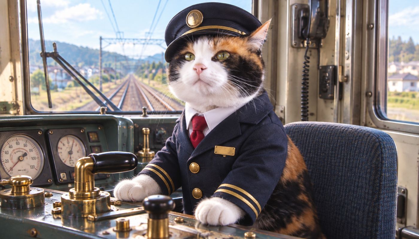 Japan train station cat stationmaster