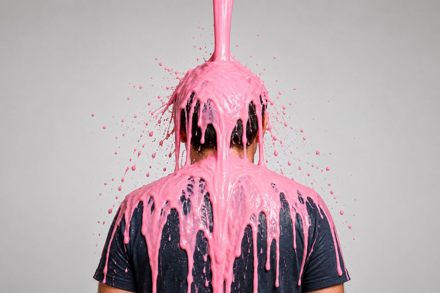 Johnny Lynch performing as Pictish Trail during the Life Slime music video shoot in Glasgow on February 22 2026 where he had 170 litres of pink goo poured over his head before submerging in a 30 litre slime bath to set the Guinness World Record for most slime in a music video