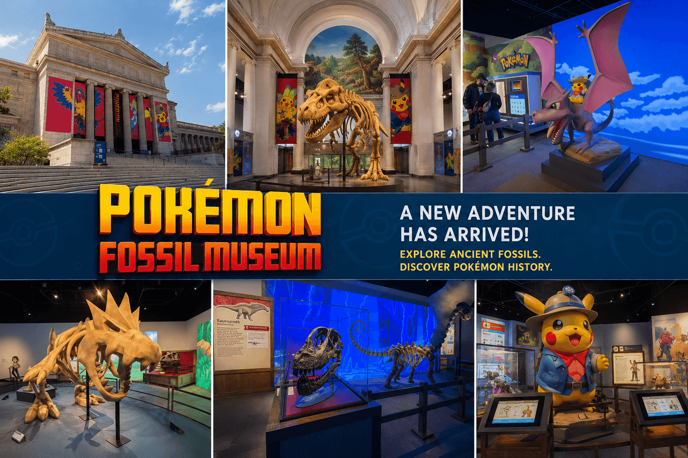 Pokémon Fossil Museum Field Museum Chicago opens May 2026 Tyrantrum SUE T rex